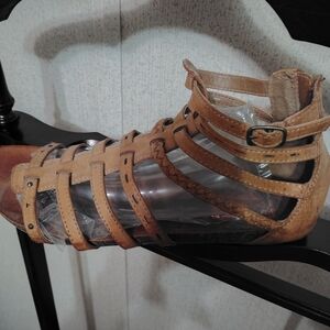 Women's Tan Gladiator Sandal with Ankle Straps